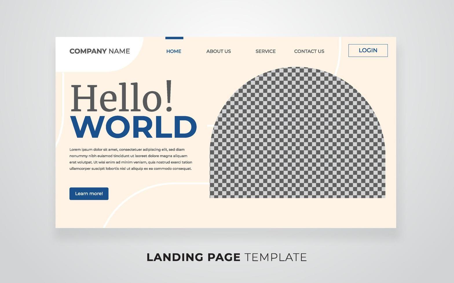 Hello world travel landing page template vector