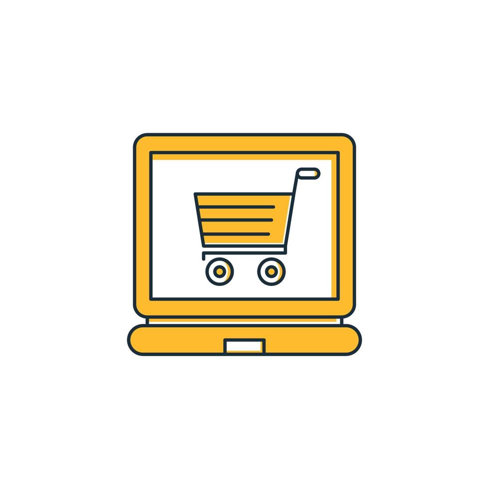 carrito de compras en el icono de la computadora portátil vector