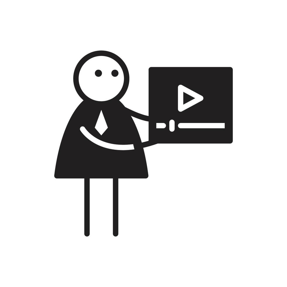 businessman and video player stick figure vector illustration