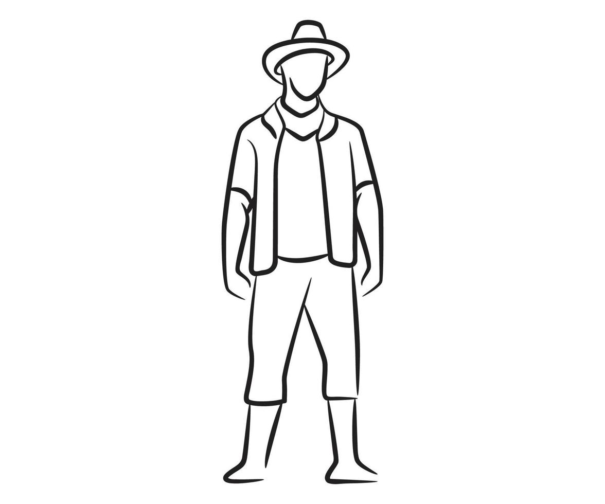 hand drawn farmer illustration vector