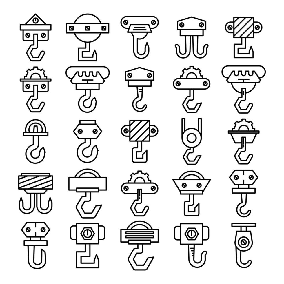 conjunto de iconos de gancho de grúa vector