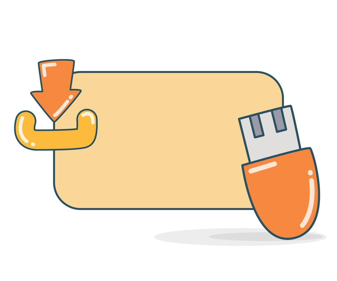 blank note and memory stick with download icon vector illustration