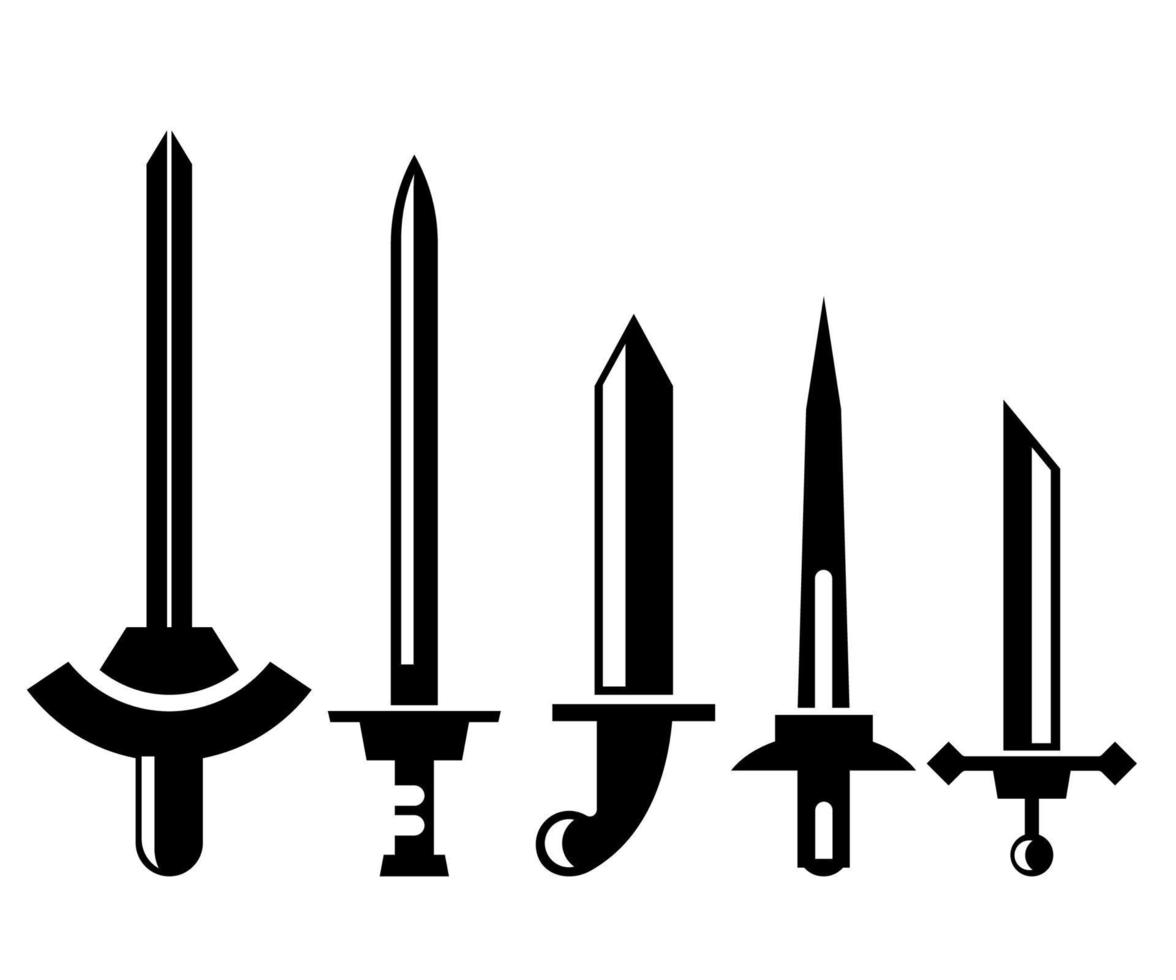 long swords icons vector