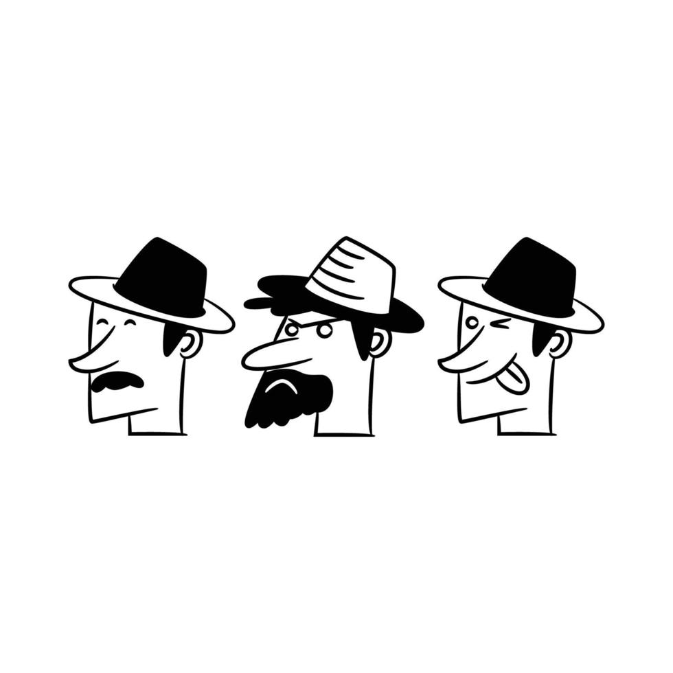 hand drawn farmer avatars illustration vector