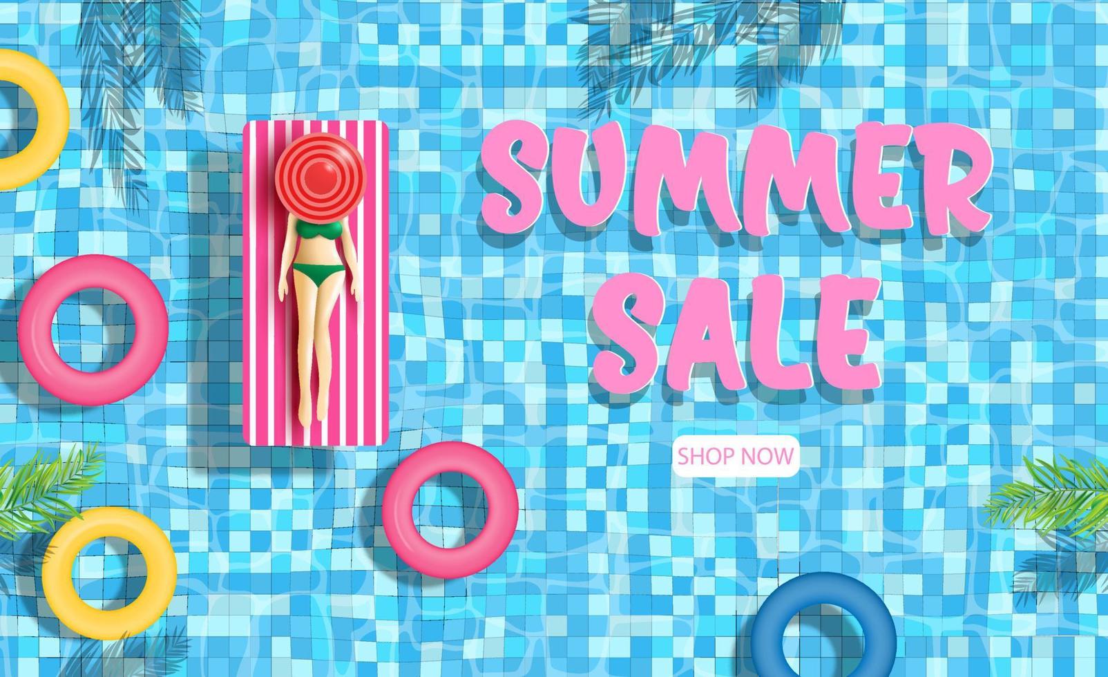 Top view beach background with swimming pool party theme for holiday summer vacation. vector