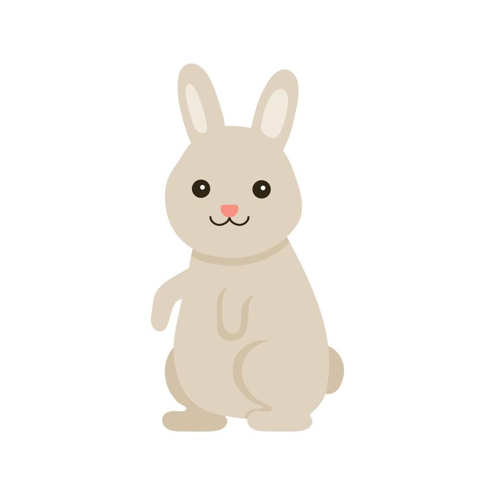 Cute baby rabbit or hare pet for Easter design. Animal bunny in cartoon style. Rabbit sit. Vector illustration