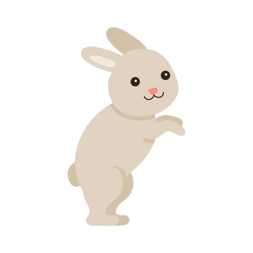 lindo bebé conejo o mascota liebre para el diseño de Pascua. conejito animal en estilo de dibujos animados. conejo corre, salta. ilustración vectorial vector