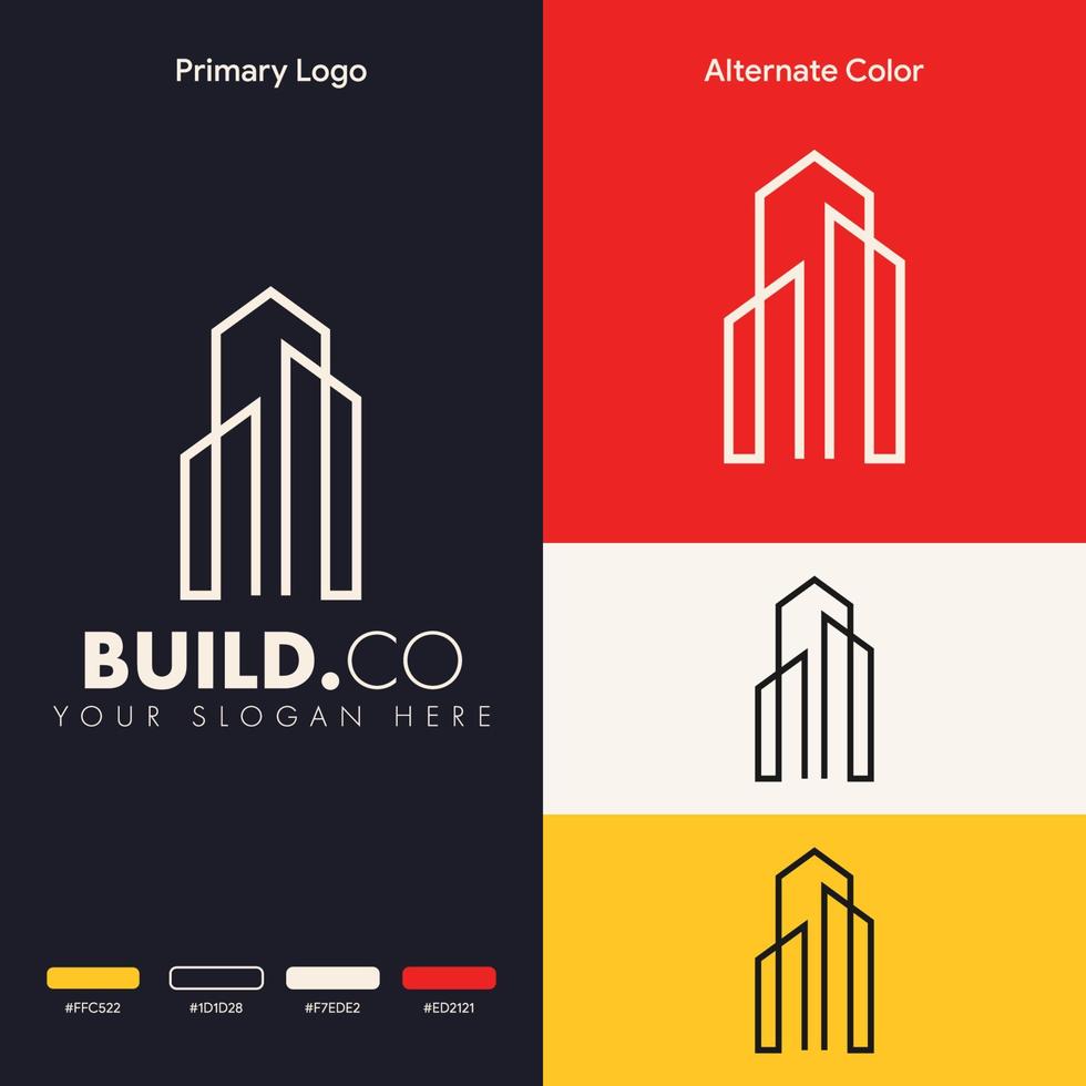 modern simple outline real estate building logo concept vector