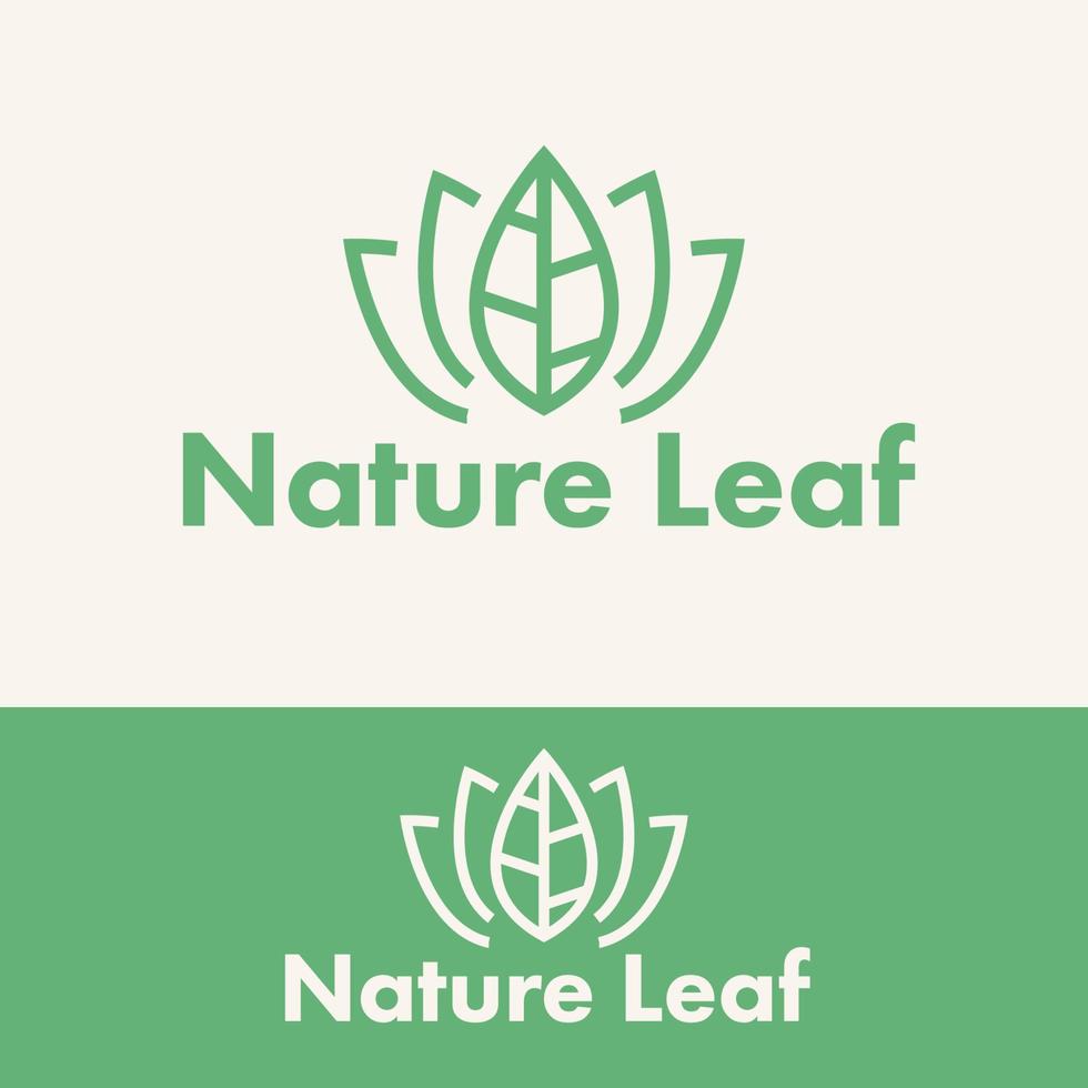 minimalist outline organic leaf logo concept vector