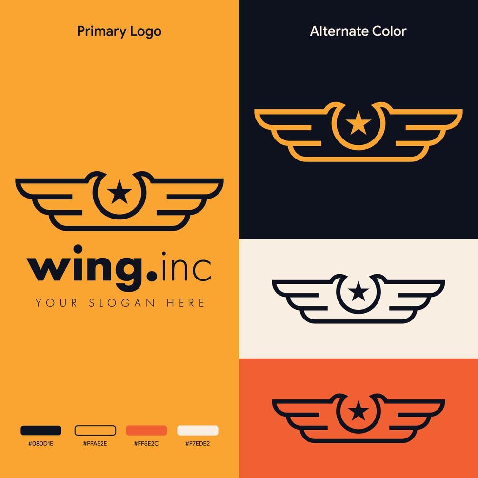 minimalist simple wing logo concept vector