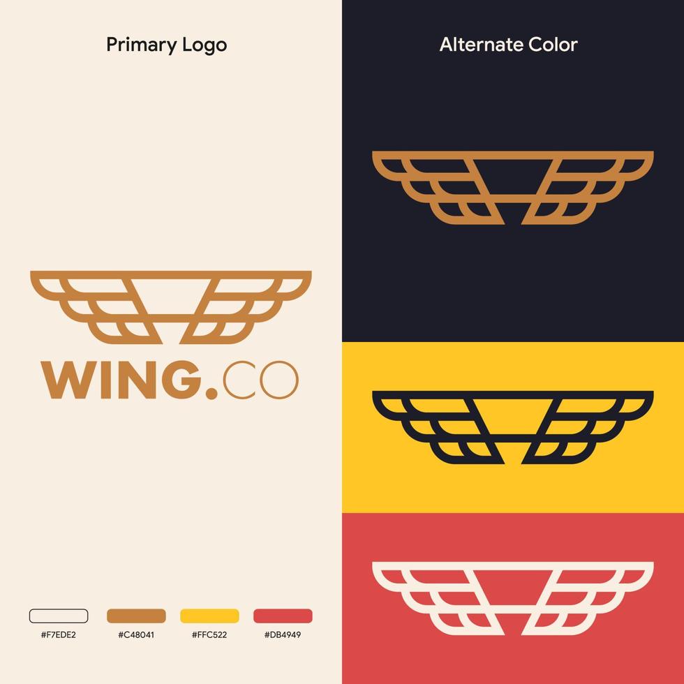 minimalist simple wing logo concept vector