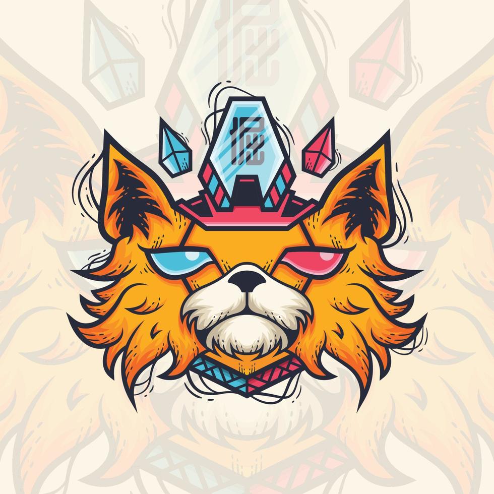 creative cat head mascot illustration vector