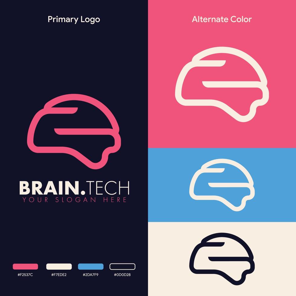 minimalist simple brain logo concept vector