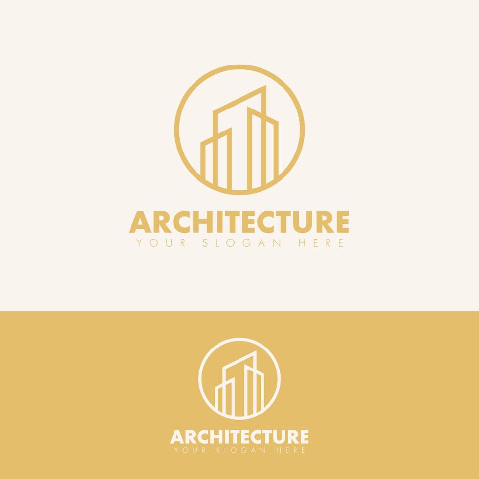 concepto de logotipo de edificio de bienes raíces de esquema simple moderno vector