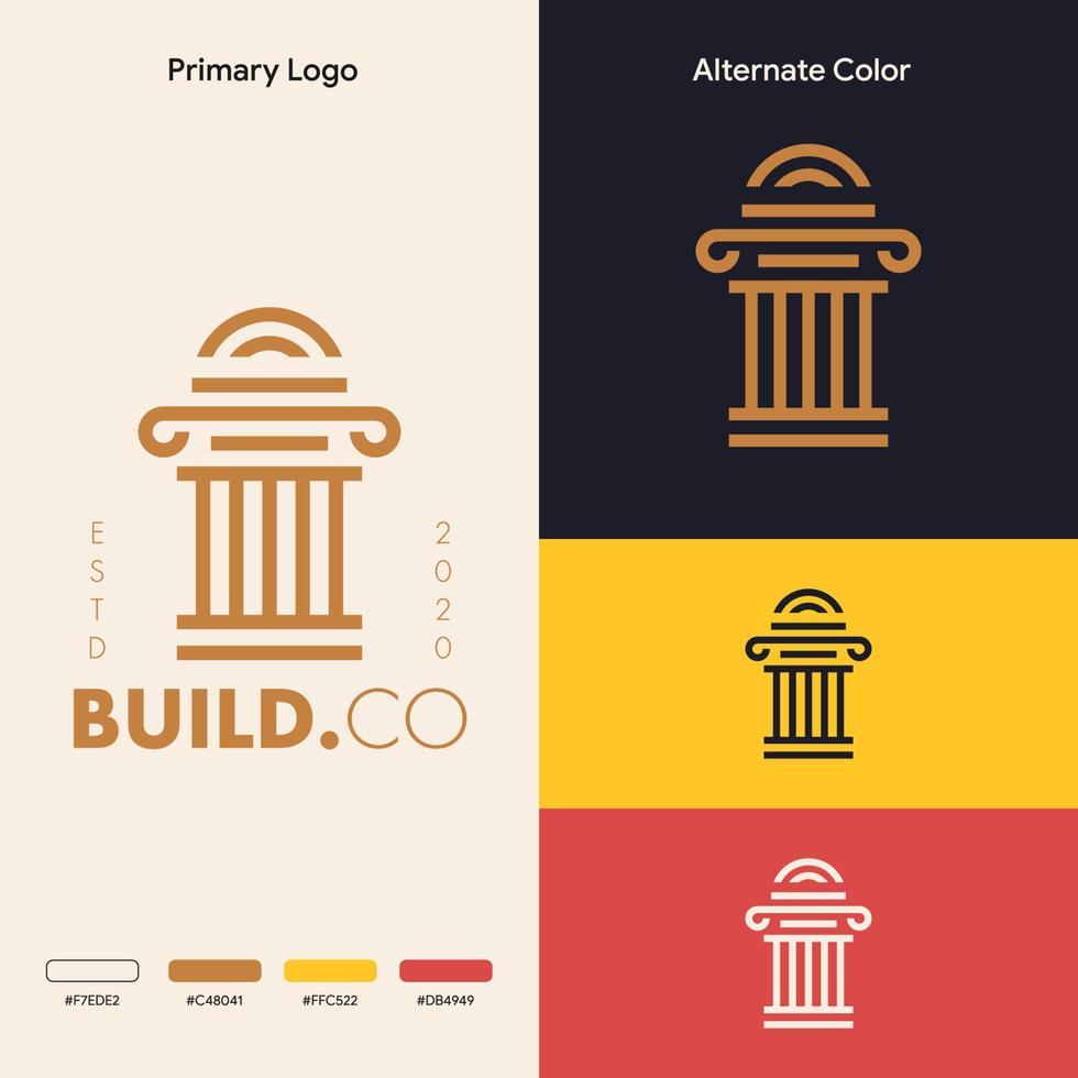 concepto de logotipo de edificio de bienes raíces de esquema simple moderno vector