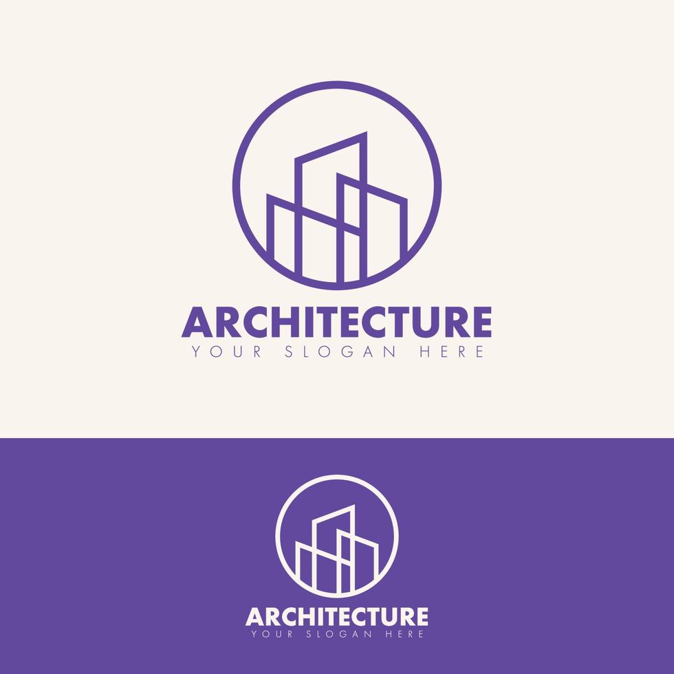 concepto de logotipo de edificio de bienes raíces de esquema simple moderno vector