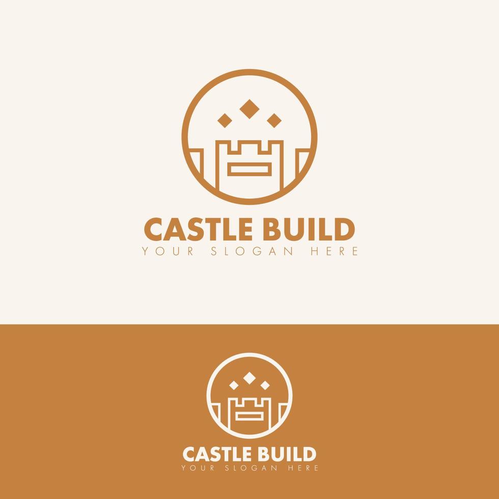 concepto de logotipo de construcción de castillo simple moderno vector