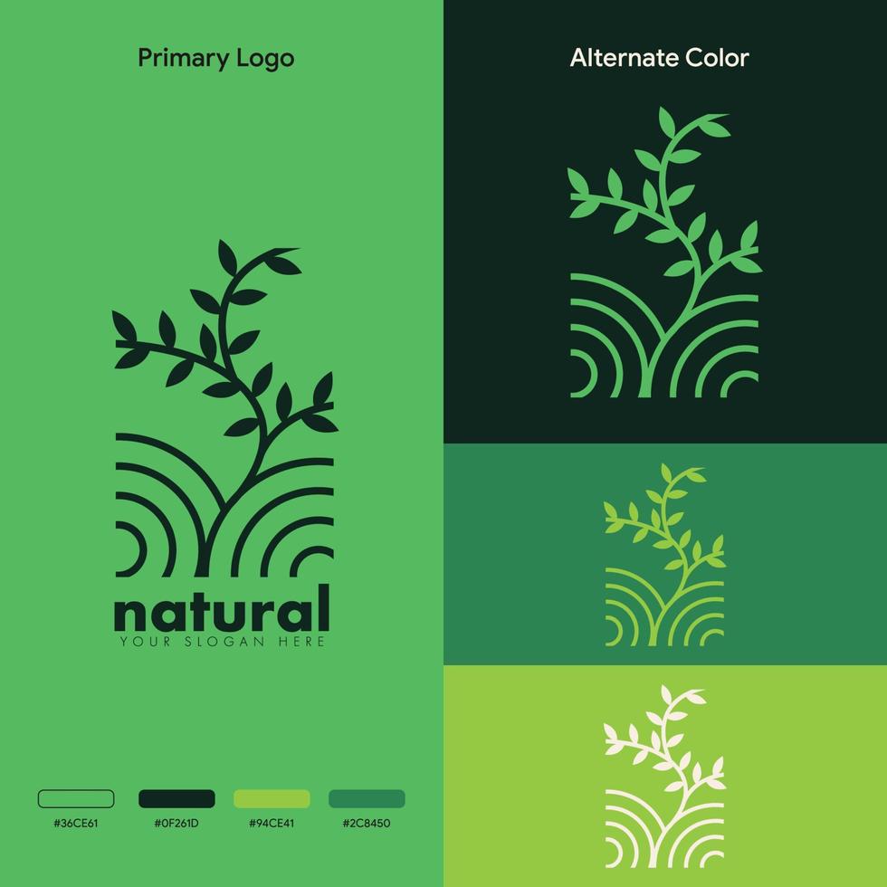 elegante concepto de logotipo natural orgánico vector