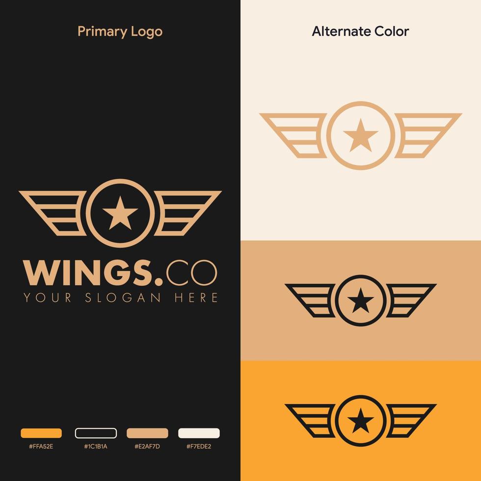 minimalist simple wing logo concept vector