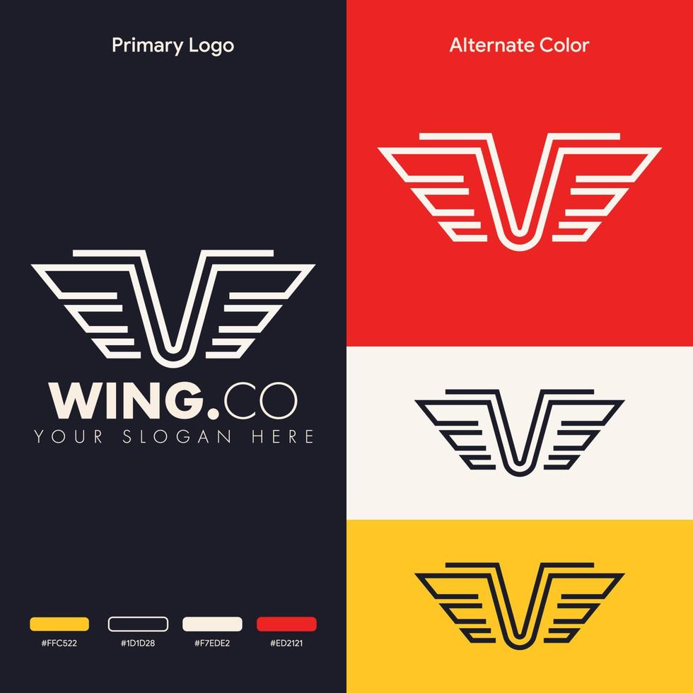 minimalist simple wing logo concept vector