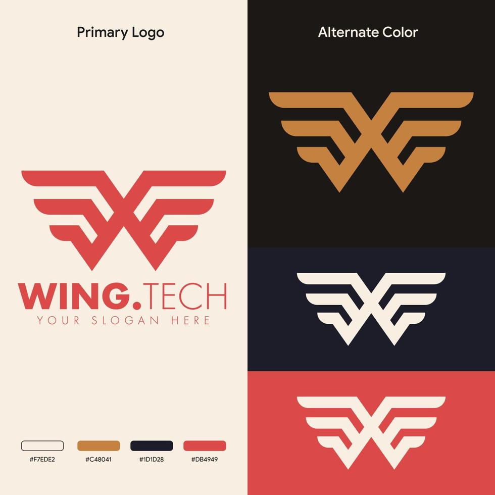 concepto de logotipo de ala simple minimalista vector