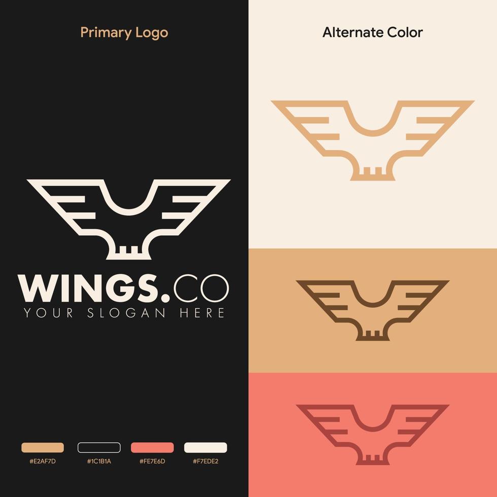 concepto de logotipo de ala simple minimalista vector