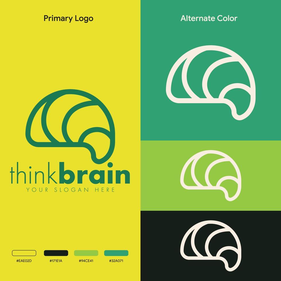 minimalist simple brain logo concept vector