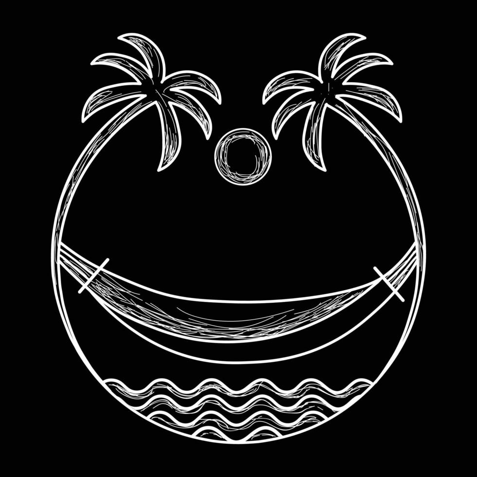 Summer sunset sketch line art vector