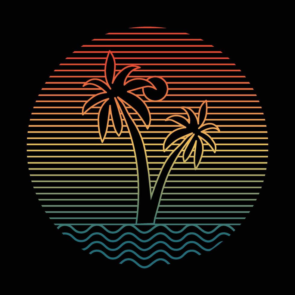 vector de arte de línea de verano para camiseta y logotipo