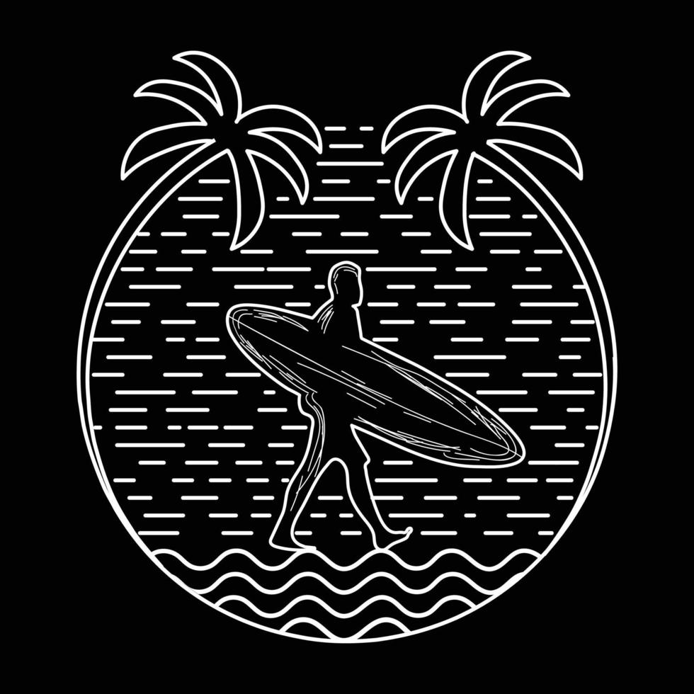 surfing line art vector for t shirt and logo