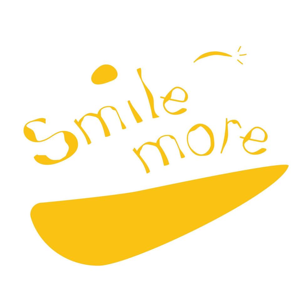 Positive lettering smile more often in orange with mouth and eyes vector