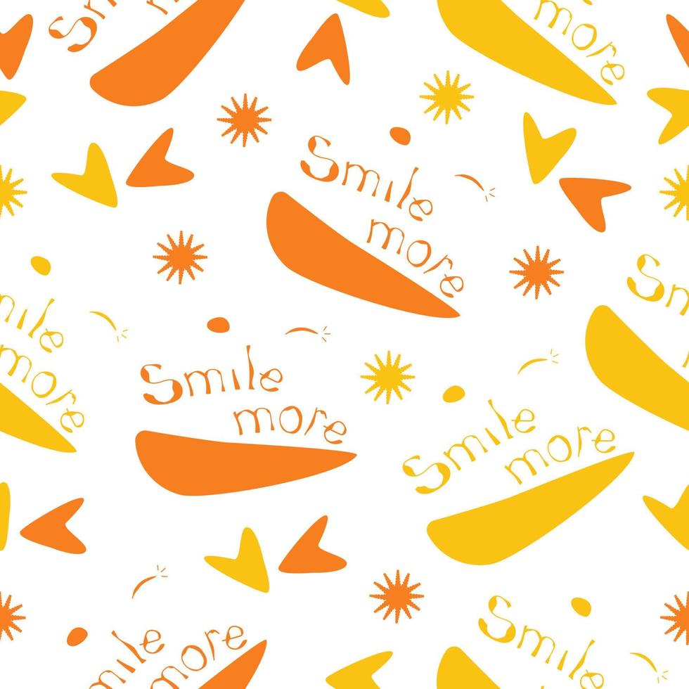 Seamless pattern with the inscription smile more on a white background vector