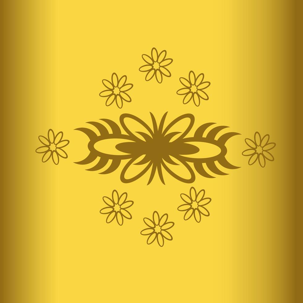 patrón delicado con flores sobre un fondo dorado vector