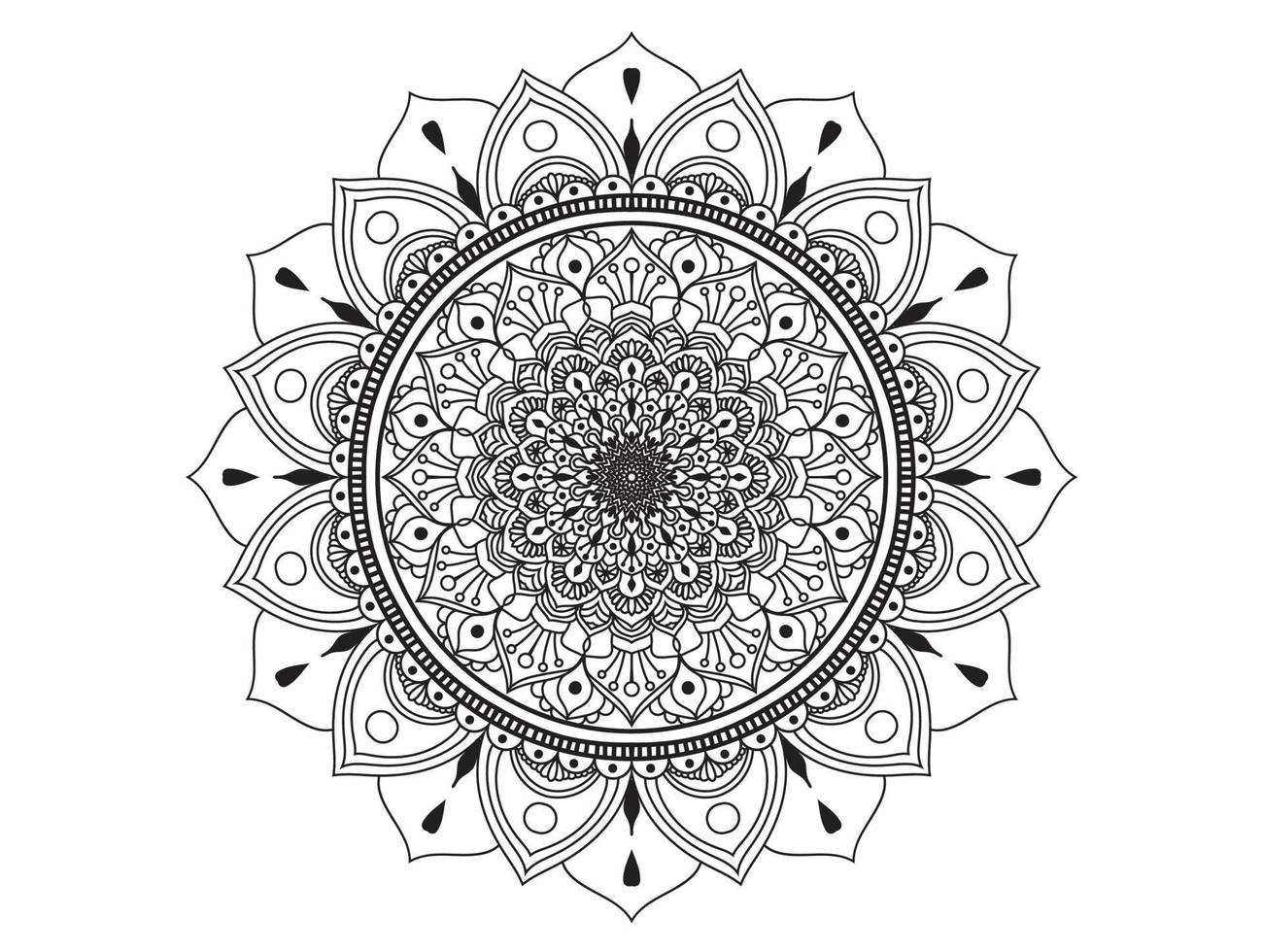 patrón de círculo en forma de mandala para henna, mehndi, tatuajes, adornos decorativos en estilo étnico oriental, páginas de libros para colorear. vector