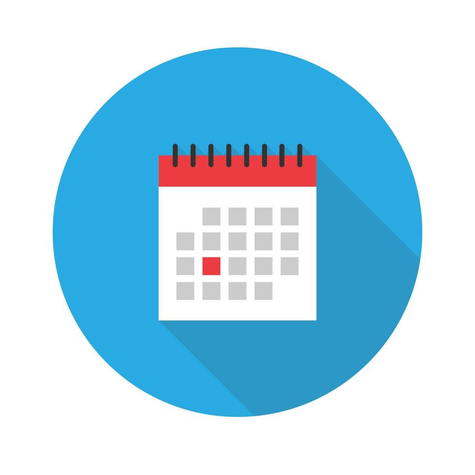 Calendar icon. Mark the date, holiday, important day concepts.Flat icon. Vector illustration in a simple style with a falling shadow. 10 eps.