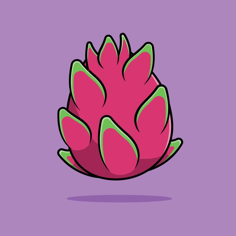 Dragon Fruit Cartoon Vector Icon Illustration. Fruit Nature Icon Concept Isolated Premium Vector.