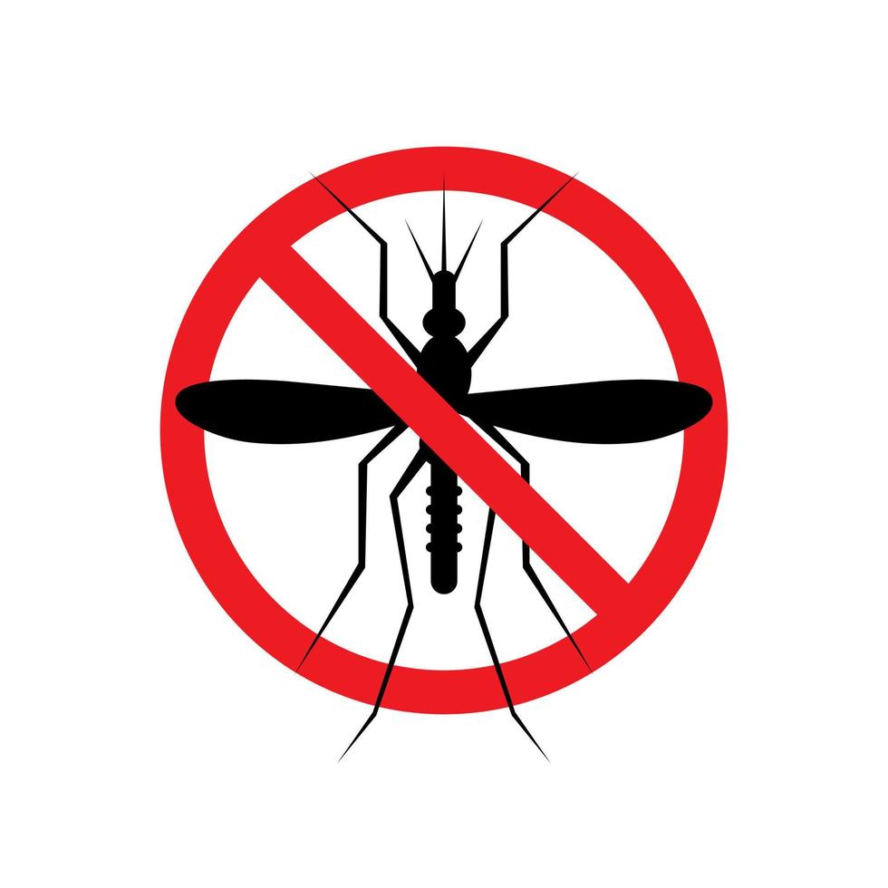 señal prohibida de advertencia de mosquitos. antimosquitos, símbolo vectorial de control de insectos. vector