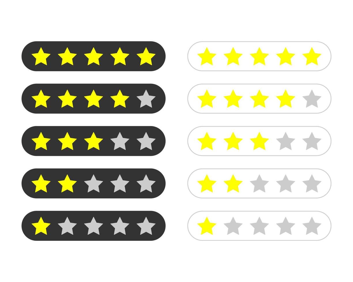 Rating rank review star icon set in different forms. vector