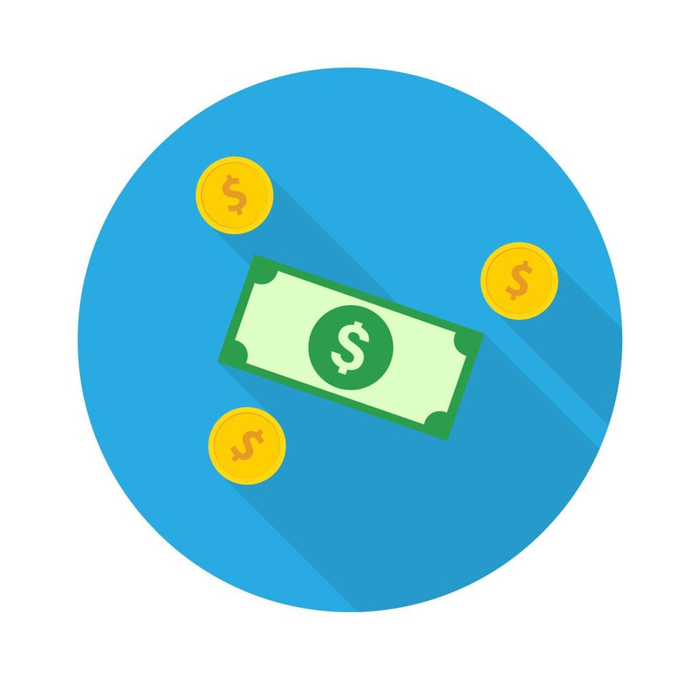 icono plano de dinero en efectivo en dólares. ilustración vectorial en un estilo simple con una sombra que cae. 10 eps. vector