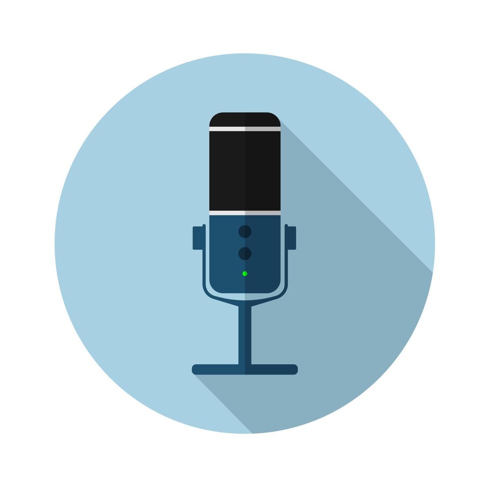 Desktop Microphone Flat Icon - From the set of multimedia, camera and photo icons. Vector illustration in a simple style with a falling shadow. 10 eps.