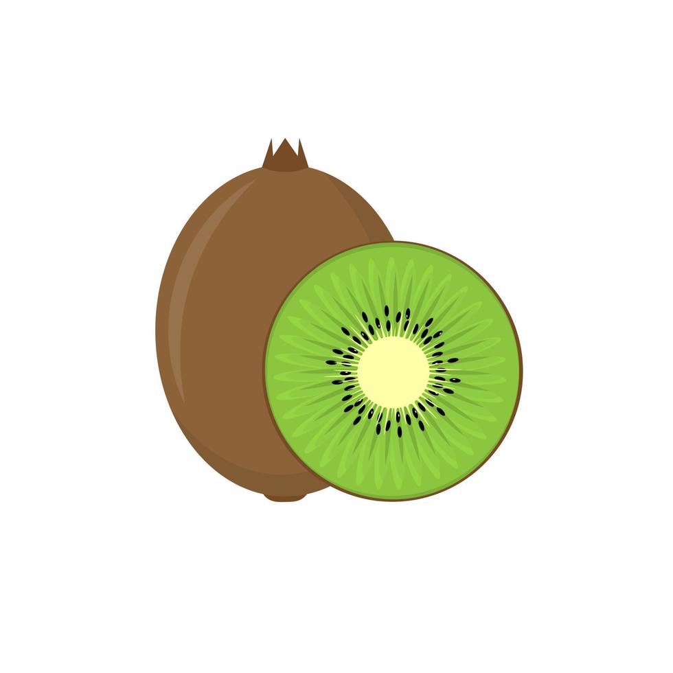 frutas para un estilo de vida saludable. kiwi, fruta entera y mitad. icono  plano de dibujos animados de ilustración vectorial aislado sobre fondo   eps. 8147362 Vector en Vecteezy