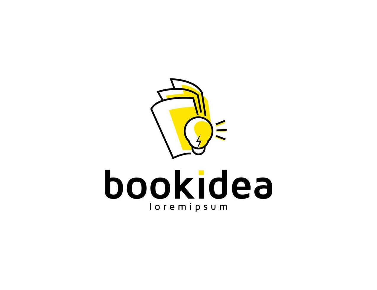 diseño de logotipo de idea de libro creativo con ilustración de bombilla vector