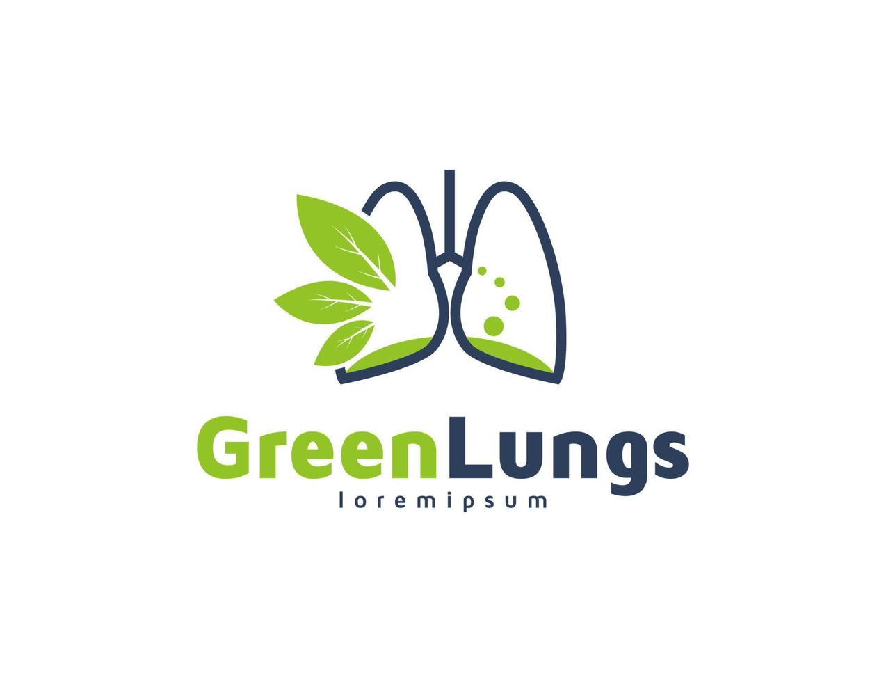 Healthy lungs logo concept with green leaves illustration vector