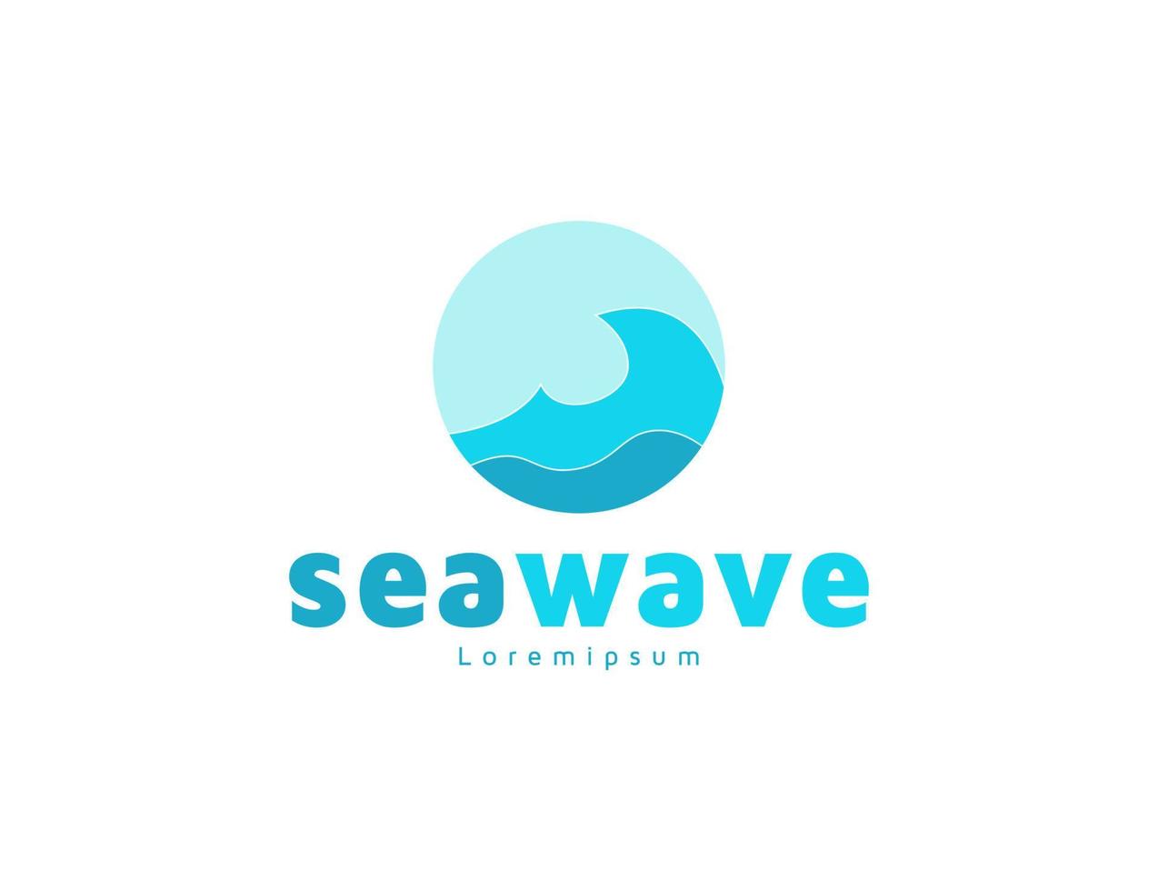 Modern blue sea wave logo design vector