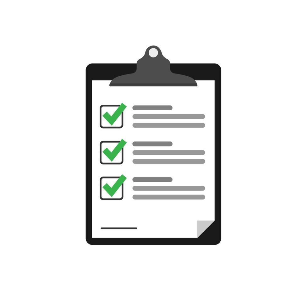 clipboard checklist. Clipboard with checklist icon for web with green check boxes.isolated on white background.10 eps. vector