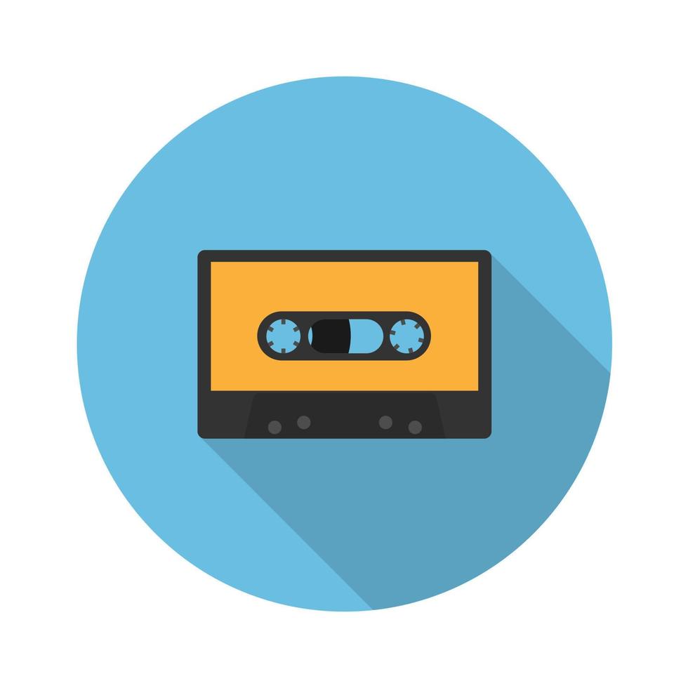 cassette tape flat icon.Vector illustration in a simple style with a falling shadow. 10 eps. vector