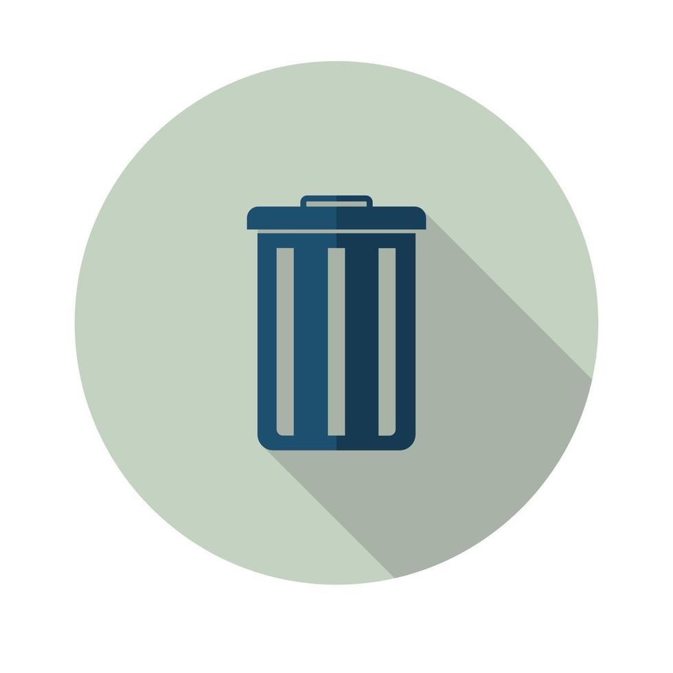 trash can flat icon.Vector illustration in a simple style with a falling shadow. 10 eps. vector