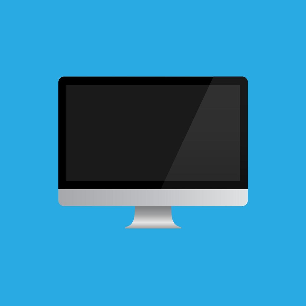 icono de monitor aislado sobre fondo azul .ilustración vectorial en estilo realista.10 eps. vector