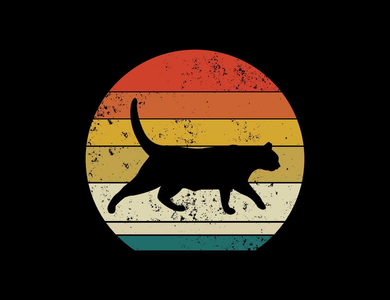 Retro black cat silhouette illustration design vector