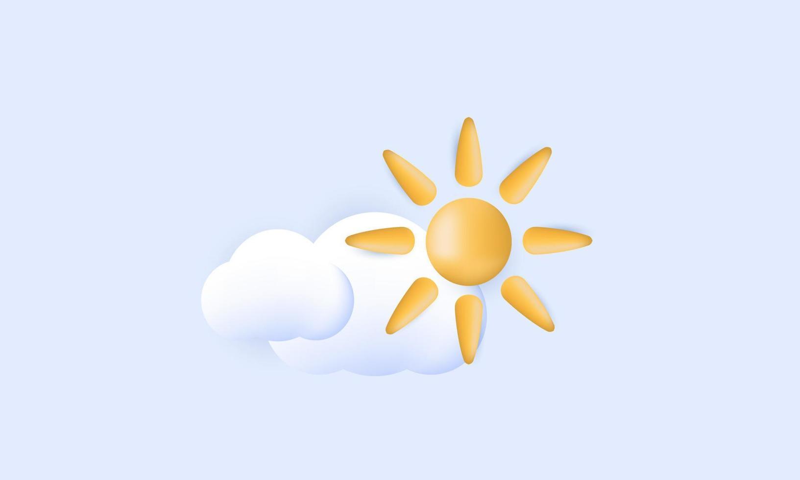 unique realistic sunny day concept sun clouds style 3d concept isolated on vector